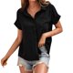 thumbnail image 1 of Tops de Manga Corta para las Mujeres de Ajuste Suelto, Color Sólido de Verano, Blusa de Cuello Turndown, Vestido de Camisa de Manga Corta para las Mujeres, 1 of 8