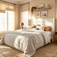 thumbnail image 2 of Frostbloom Queen Bed Frame, Upholstered Platform Bed with Velvet Wingback Headboard, No Box Spring Needed, White, 2 of 7