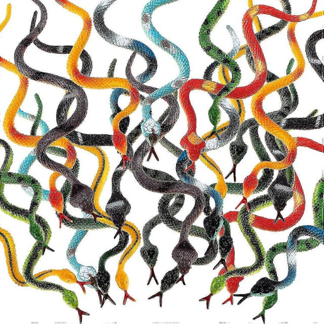 24 juguetes de serpientes de colores, juguetes de serpientes falsas, decoraciones para fiestas de Halloween, juguetes de broma