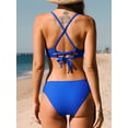 thumbnail image 2 of NEREID Bikini Set for Women Two Piece Swimsuits V Neck Low Rise Crisscross Back Self Tie Spaghetti Straps, 2 of 6