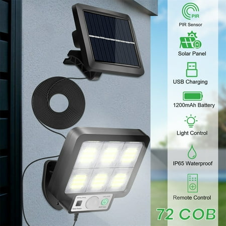 

Furvclv Outdoor solar light human body sensor wall light remote control solar motion sensor light waterproof night light for garden garage