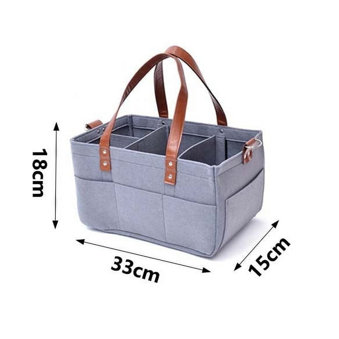 Foldable Nursing Organizer & Portable Diaper Caddy - Multifunctional Storage Bag for Car Travel, Breast Pump Storage,Baby Essentials with Removable Compartments Large Capacity Gray