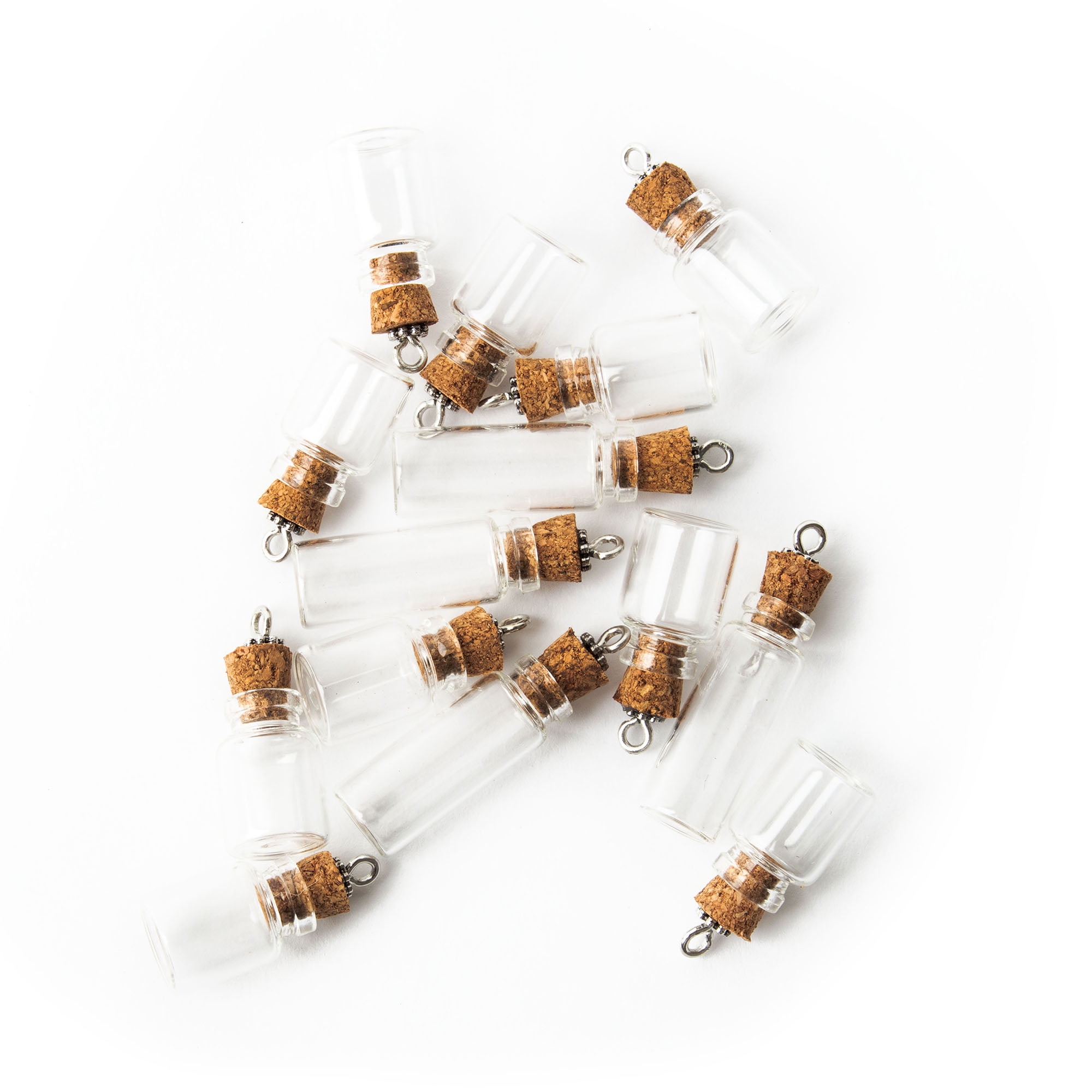 Cousin DIY Mini Glass Bottle Charm Set, Glass & Cork Jewelry Making Kit, 15 Piece, Adult, Unisex