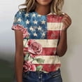 thumbnail image 2 of asdoklhq Fourth Of July Shirts for Women Oversized Tshirts Women's Casual and Fashionable Printed T-shirt with Round Neck and Short Sleeved Pink XL, 2 of 6