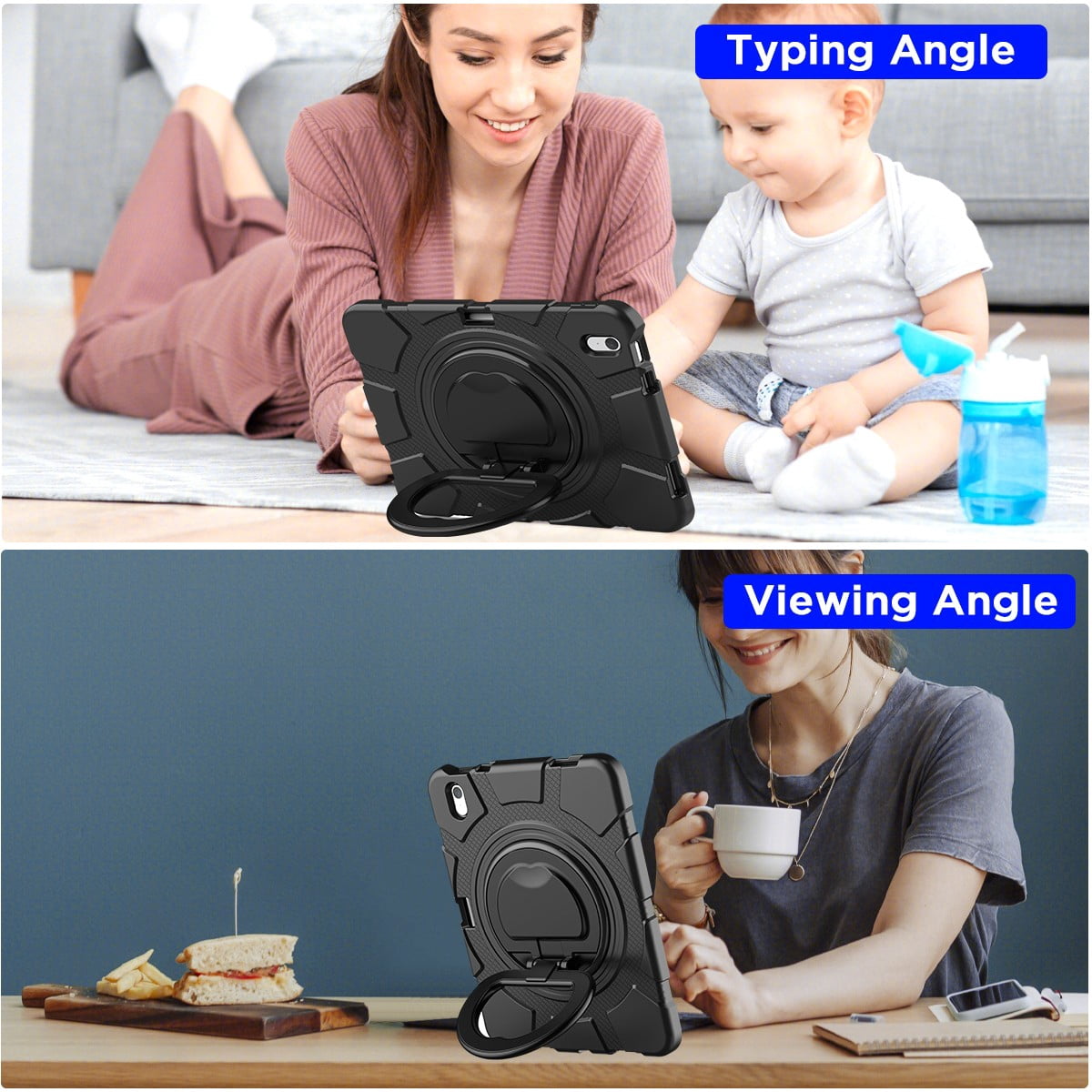 AICase For Apple iPad (A16) Case/iPad 11th Generation 11 Inch (2025) Shockproof Rugged Cover With 360 Rotating Stand Built-in Pencil Holder come with a Screen Protector