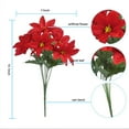 thumbnail image 3 of (Clearance) BNNG 7 Heads Red Artificial Poinsettia Bushes Artificial Flowers Christmas Velvet Silk Poinsettias Flowers Floral for Xmas Tree Ornament Table Centerpiece Fillers Porch Decorations, 3 of 9