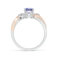 thumbnail image 2 of ANGARA Natural Tanzanite and Diamond Twisted Vine Ring in 14K White & Rose Gold for Women (Size-6mm) | December Birthstone, Birthday, Anniversary, Jewelry Gift for Women | Natural Tanzanite Ring, 2 of 11