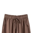 thumbnail image 4 of Jerdar Women's Lightweight Linen Capri Pants Summer Wide Leg Pocket Drawstring Elastic Waist Pants XXL, 4 of 9