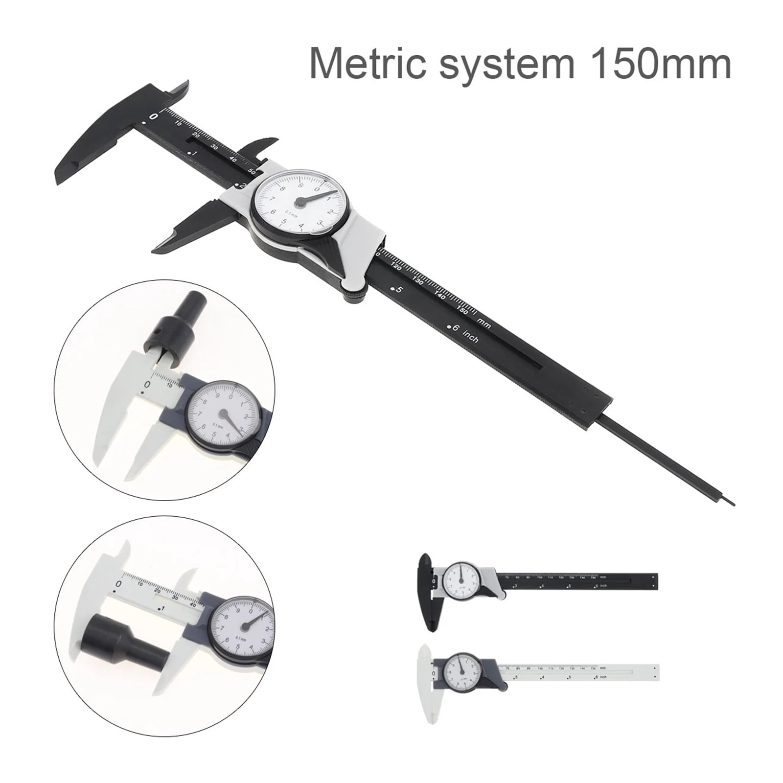 1pcs 150mm Dial Caliper Vernier Caliper With Dial Indicator Stainless/Carbon Steel Gauge Precision Measuring Tools Micrometer ,Easy to Operate