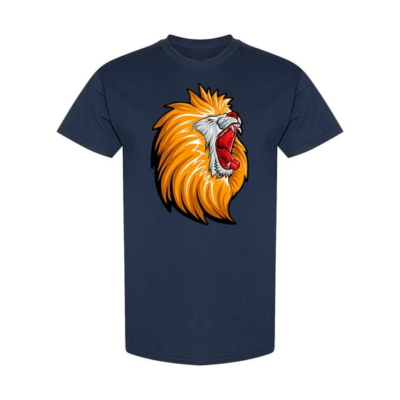 Lion Head Roar T-Shirt Men -Image by Shutterstock, Male Small