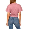 thumbnail image 4 of LNWUY Women's Oversize Workout Crop Tops Casual Short Sleeve Drop Shoulder T-Shirts Roll Hem Basic Loose Yoga Running Tees Pink M, 4 of 8