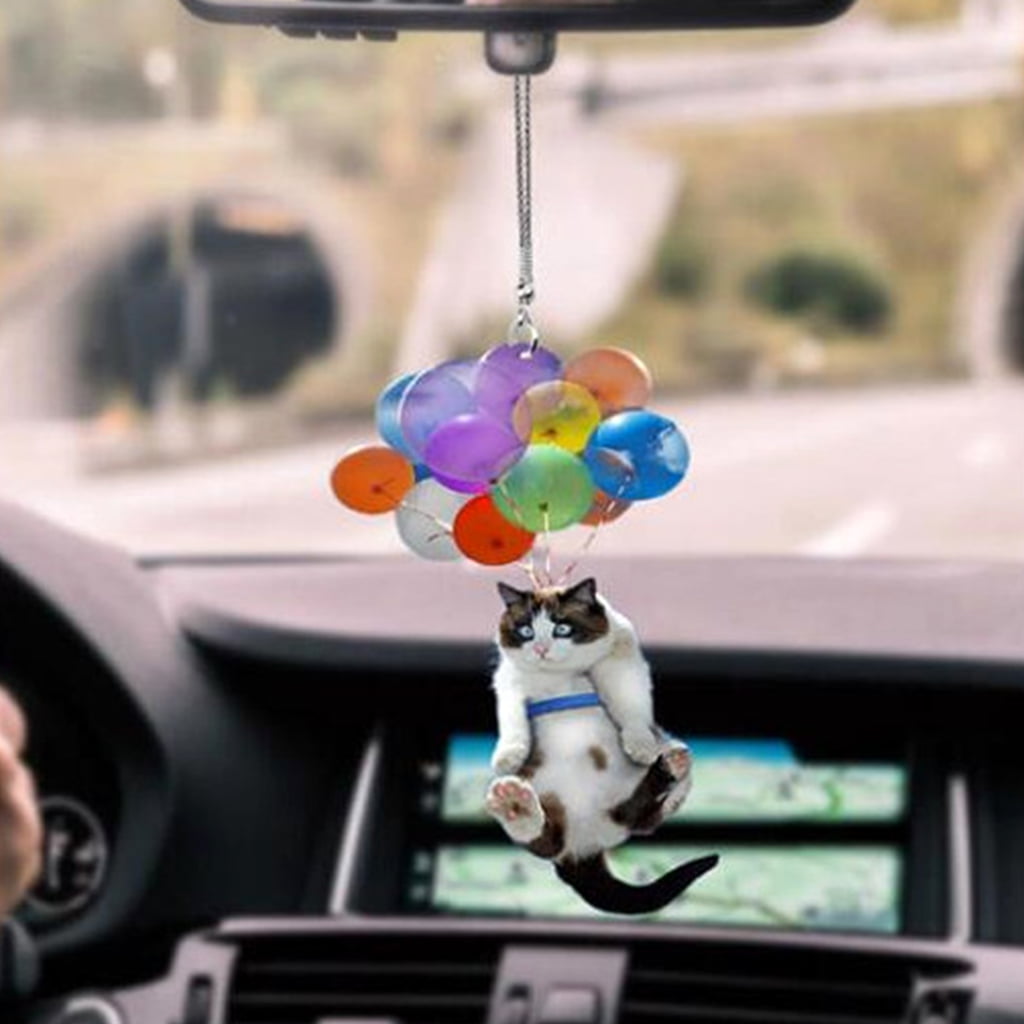 Cows Cat Dog Car Hanging Ornament with Colorful Balloon Pendant Creative Decor 