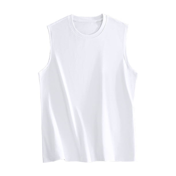 pstuiky Camiseta sin mangas para hombre, Camiseta deportiva informal de tirantes finos con cuello redondo y tirantes finos para hombre Camisas para hombres l