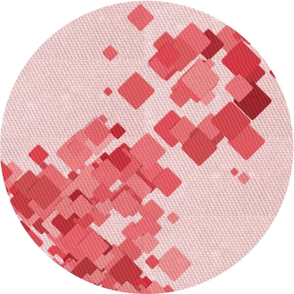 Ahgly Company Indoor Round Patterned Pink Area Rugs, 7' Round
