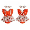 thumbnail image 4 of Uccdo Summer Baby Girls Floral skirt hem one-piece Romper Dress With Hairband 2 Pcs Set,0-24M, 4 of 8