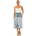 thumbnail image 2 of Be-Girl Women's Acid Wash Denim Midi Skirt,Flare, Mid-Waist, Distressed Finish-SG-89396, 2 of 6