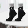 thumbnail image 4 of dianhelloya 1 Pair Winter Socks Wind-proof Soft Touch Adorable Mid Cuff Cat Print Lady Socks for Daily Wear Coffee, 4 of 8