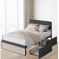 thumbnail image 4 of Eastvita Spacious Queen Size Bed Frame 2 Drawers/Headboard/Metal Platform/Noise-Free/No Box Spring Needed/Grey Color, 4 of 6