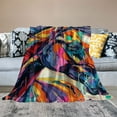 thumbnail image 2 of BCIIG Colorful Horse Blanket, Soft Fuzzy Lightweight Watercolor Art Flannel Throw Blanket Perfect for Couch, Bed, Travel &amp; Outdoor Use, Warm Fluffy Cozy Decor Blankets for Adults Kids   50x60in, 2 of 6