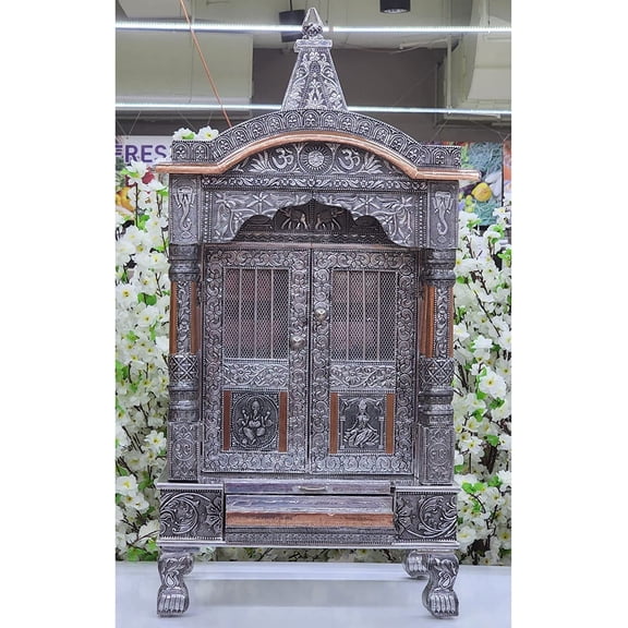 Oxidized Home Temple, Office Temple, Ghar Mandir, Puja Ghar, Handmade Temple, Indian Handicraft for Puja, Pooja Mandir, Home Decor for Hindu, Large Temple for Home, Indian Temple - AtoZ India Cart