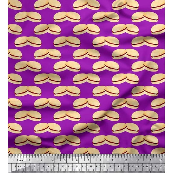 Soimoi Poly Georgette Fabric Burger Food Printed Craft Fabric by the Yard 42 Inch Wide