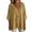 Khaki, variant on Cotton Linen Blouse For Women, V Neck Ruffle Front 3/4 Sleeve Shirt, Loose Fit Cinched Waist Casual Top, Breathable Summer Work Blouse Blue XL