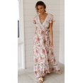 thumbnail image 1 of U.Vomade Robe Longue Boho à Manches Poupée Florale Hui pour Femmes, Col en V Aguichant, Été, 1 of 2