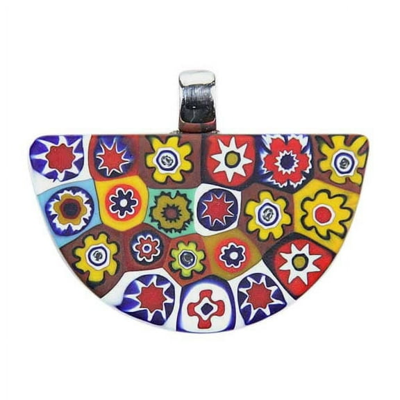 GlassOfVenice Murano Glass Color Splash Millefiori Semicircle Pendant