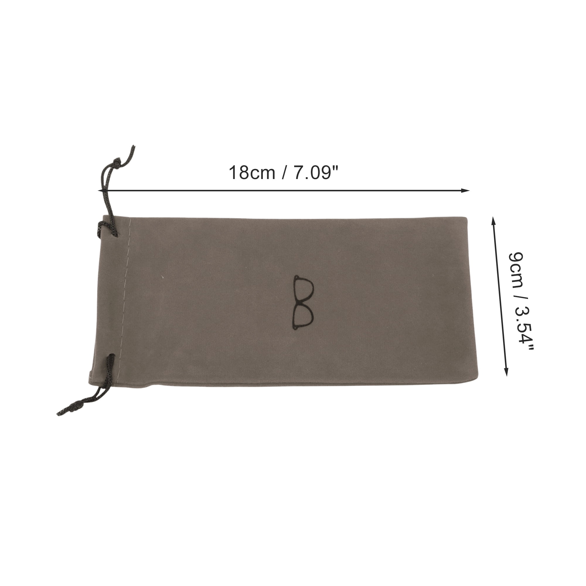 Unique Bargains Flocking Cloth Portable Drawstring Eyeglass Pouch 7.09"x3.54" Gray