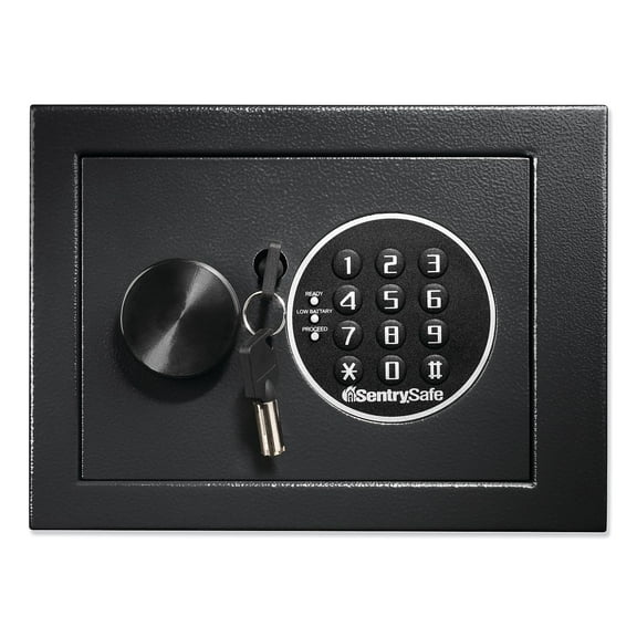 SentrySafe Black Security Extra Small Safe with Digital Keypad Lock and Key Cylinder Protects Money, Jewelry, Medication, or Other Valuables, 0.14 Cubic Feet, X014E CA2