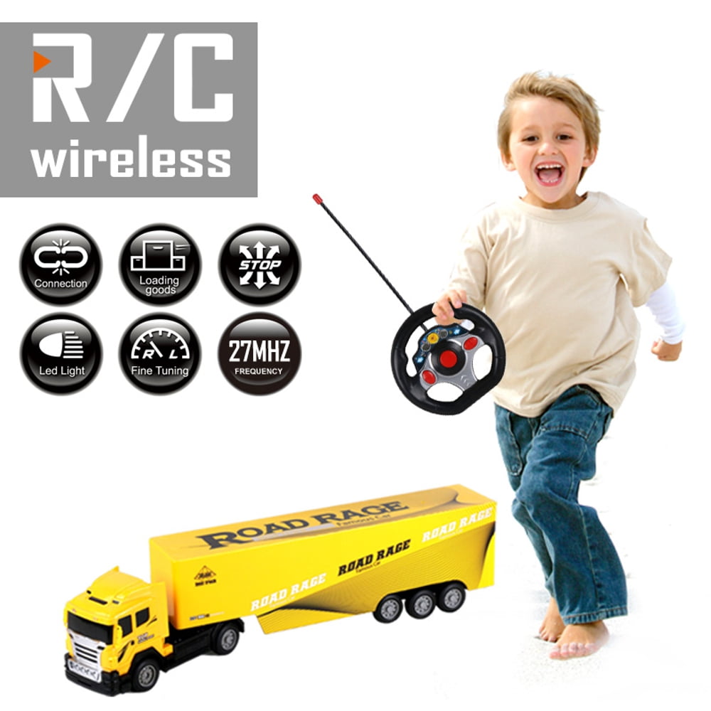 Truck Trailer 32 inch 2.4 GHz Fast Speed RC Kids Toy Carrier Vehicle Cargo Transporter