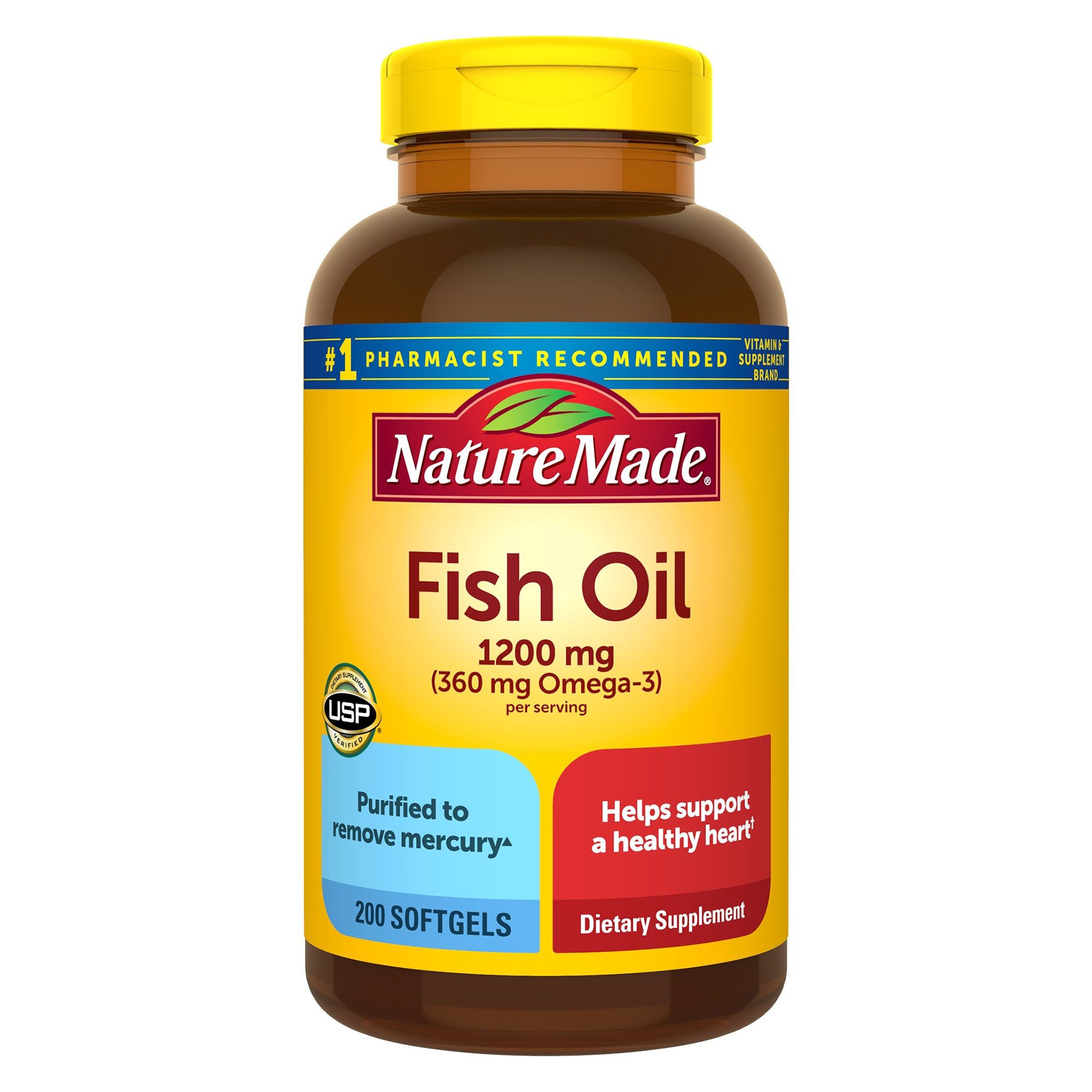 Nature Made 1200mg Fish Oil Liquid Softgels 2 Pk. 200 Ct. Omega Fatty
