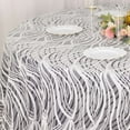 thumbnail image 5 of Efavormart 120" White / Black Wave Embroidered Seamless Sequin Round Tablecloth, 5 of 6
