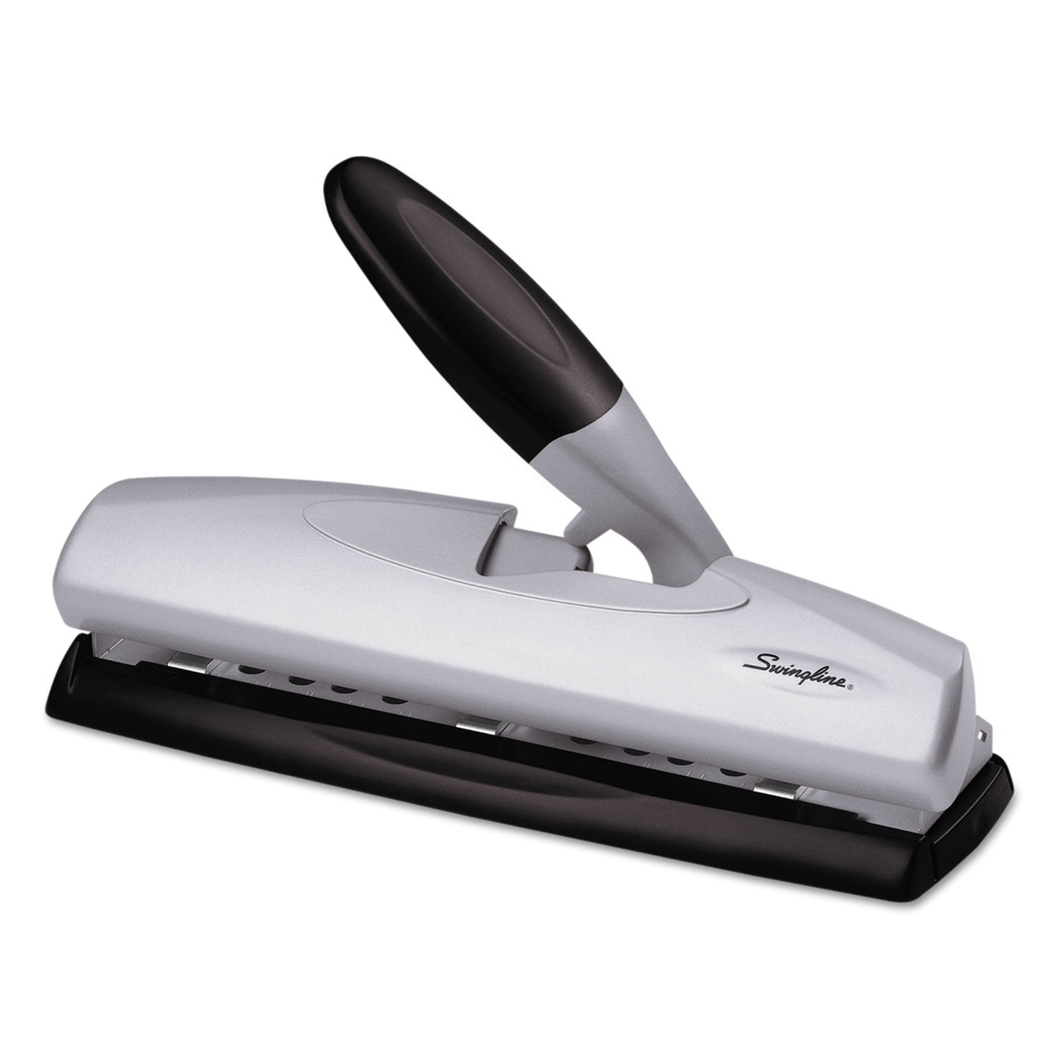Swingline® 20-Sheet Light-Touch Desktop Two-to-Seven-Hole Punch, 9/32" Holes, Metal, Silver/Black