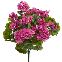 Nearly Natural Geranium Artificial Flower Bush, UV Resistant, Set of 3, Pink