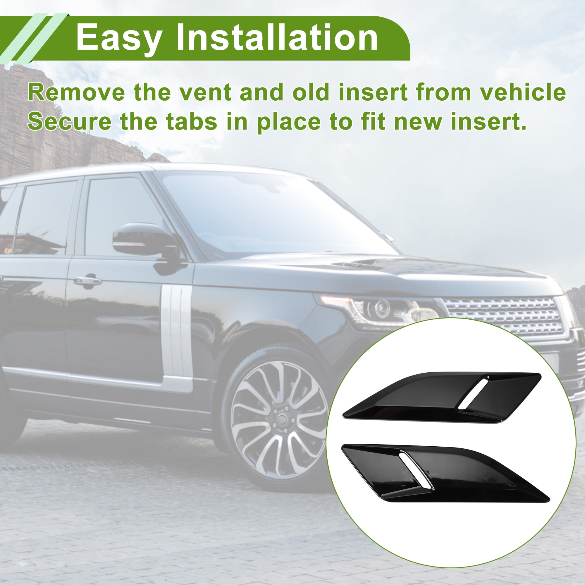 Unique Bargains Hood Air Outlet Vent Cover Trim for Land Rover Range Rover Sport 2014-2023 Hood Engine Bonnet Air Vent Outlet Cover Bezels ABS Black