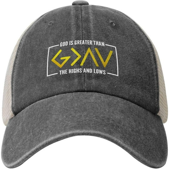 God is Greater Than The Highs and Lows Hat Mesh Trucker Hats for Men Women Adjustable Vintage Washed Cotton Baseball Cap