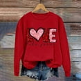 thumbnail image 7 of Women's Valentine's Sweatshirt Heart Letter Print Long Sleeve Crewneck Pullover Top Red-1 L, 7 of 7
