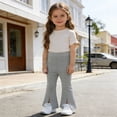 thumbnail image 3 of RUTAYY Children Girls Flared Pants Solid Color Elastic Waist with Front Slit Design Chic Elegant Trousers, 3 of 4