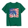 thumbnail image 2 of ITSAME Girls American Flag Graphic Tee 4th of July Short Sleeve Tops Independence Day Patriotic T-Shirts Army Green Size 7-8, 2 of 6