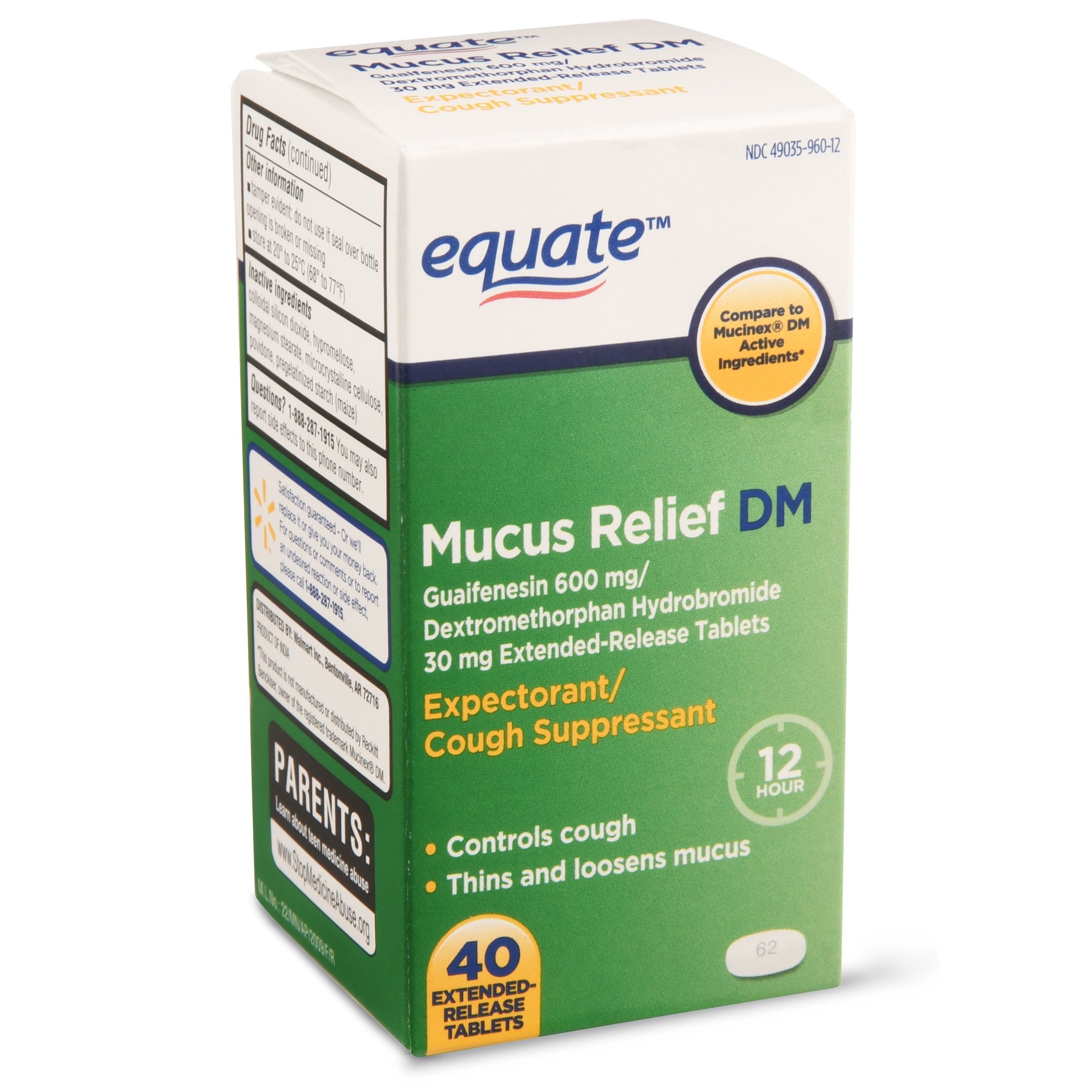 Equate Mucus Relief DM, 40 Ct