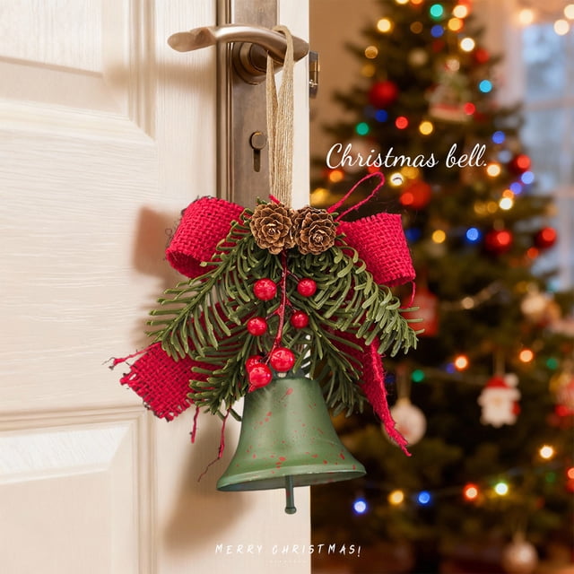 Adorno Navideño con Forma de Lazo, Piñas y Campanas para Árbol de Navidad.
