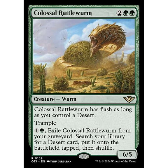 MtG Outlaws of Thunder Junction Rare Colossal Rattlewurm (FOIL) #159