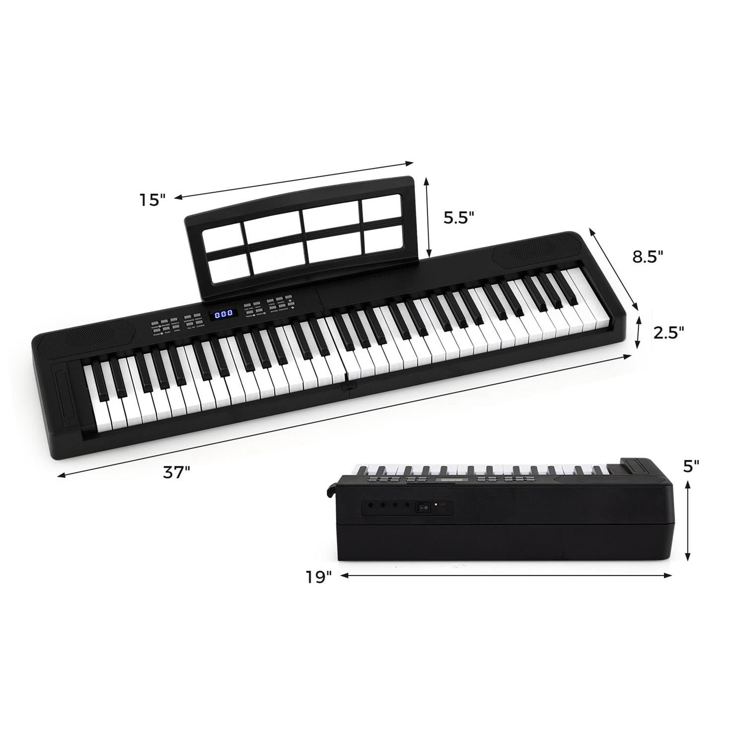 Demi Bonn Home & Stage 88-Key Keyboard Piano Set, 800 Timbres & 600 Rhythms, Adjustable Stand, Black