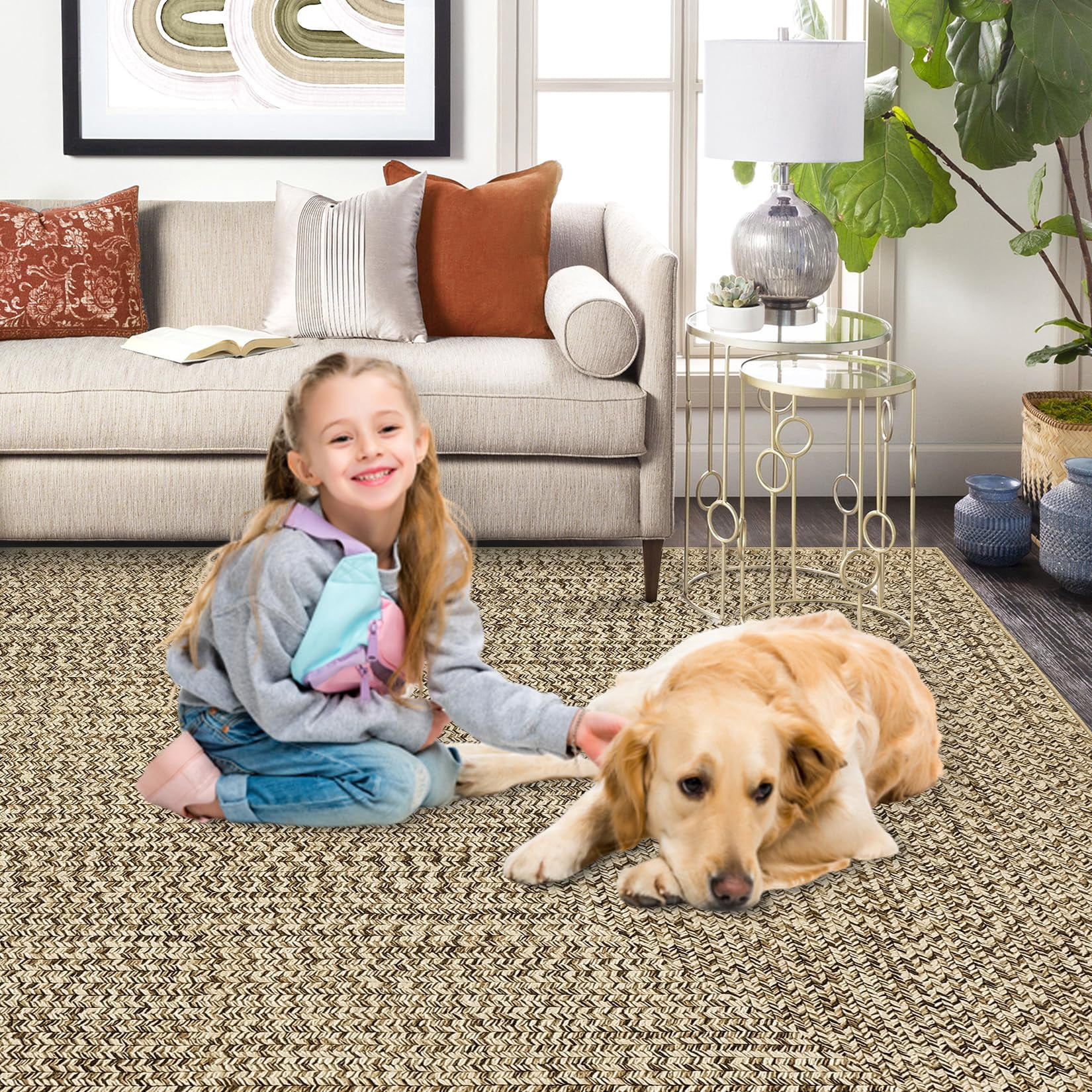 Danolapsi 8x10 Area Rug Machine Washable Rug for Living Room Print Braided Indoor Accent Rug Soft Bedroom Rug Farmhouse Large Area Rug Non Slip Throw Rugs Non Shedding Stain Resistant Carpet for Home