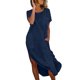 thumbnail image 1 of Vestido de Verano Casual de Mujer, Mezcla de Lino Cuello Redondo sin Mangas Botón Cambio Delantero, 1 of 9
