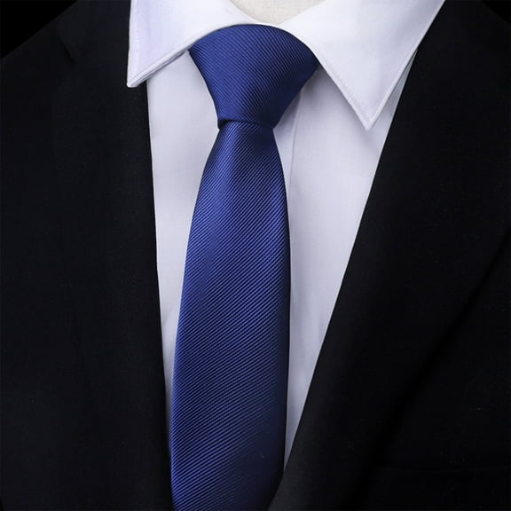Xfvqtps Tie for Men Classic Neckties Solid Color Stripes Pattern 3.15" for Formal Dress Business Blue