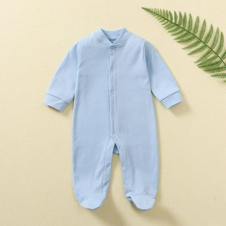

kakina CMSX Toddler Boys Girls Romper Neutral Baby Clothes Solid Color Long Sleeve Round Neck Jumpsuit Fall Newborn Coming Home Outfit Romper
