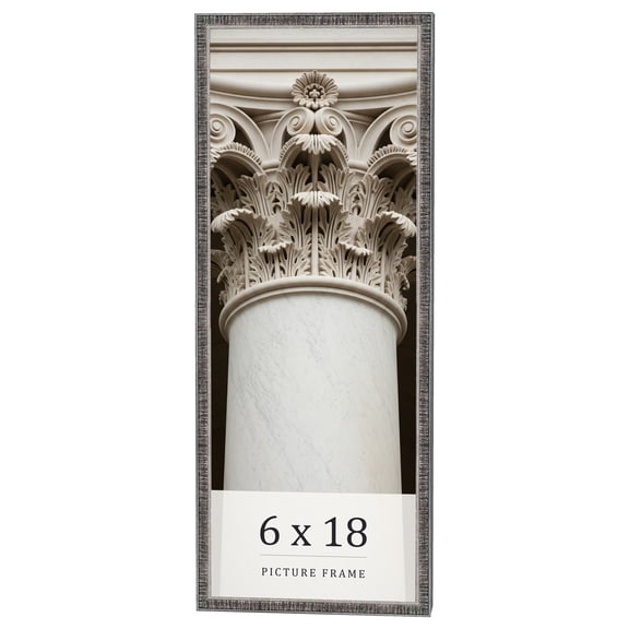 6x18 Frame Silver Grey Distressed Solid Wood Picture Frame | 0.75 Inch Moulding Width | Interior