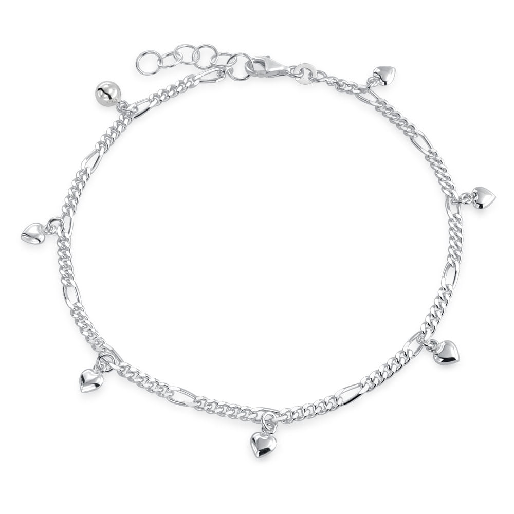 Bling Jewelry Multi Heart Dangle Charms Anklet Ankle Bracelet For